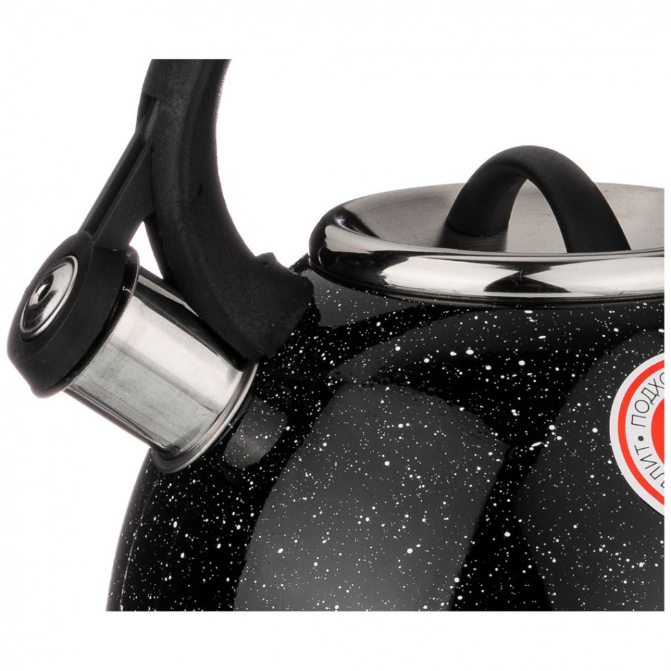 Чайник agness со свистком "черный мрамор" 2,5 л нжс, индукцион. дно Agness (907-045)