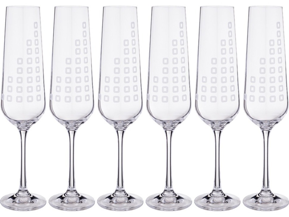 Набор бокалов для шампанского из 6 шт. "sandra" 200 мл. высота=25 см Bohemia Crystal (674-639)