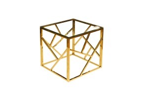 Стол журнальный прозр.стекло/золото 50*50*50см (00003060)