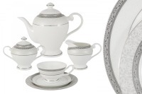 Сервиз чайный, 6 перс, 21 пр, фарфор F, бело-серый, с серебристым кантом, Арабеска, Boston - AL-16908/21-E5 Anna Lafarg Emily